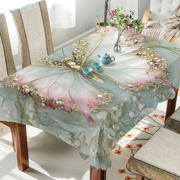 BZSMCE Square Tablecloth Pink Butterfly Pattern Tableclothes