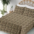 thumbnail image 3 of Ambesonne Leaf Print Fitted & Flat Sheet with Sham 3 Pcs Set, Leaves Floating Pattern, Twin XL, Army Green Mustard Black, 3 of 5