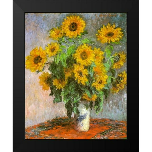 Monet, Claude 12x14 Black Modern Framed Museum Art Print Titled - Sunflowers 1881