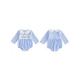 thumbnail image 2 of BemeyourBBs Newborn Baby Boy Little Brother Outfit Infant Baby Boys Spring Fall Clothes Gingham Plaid Bubble Romper Long Sleeve Letter Embroidery Doll Collar Smocked Bodysuit Jumpsuit, 2 of 9