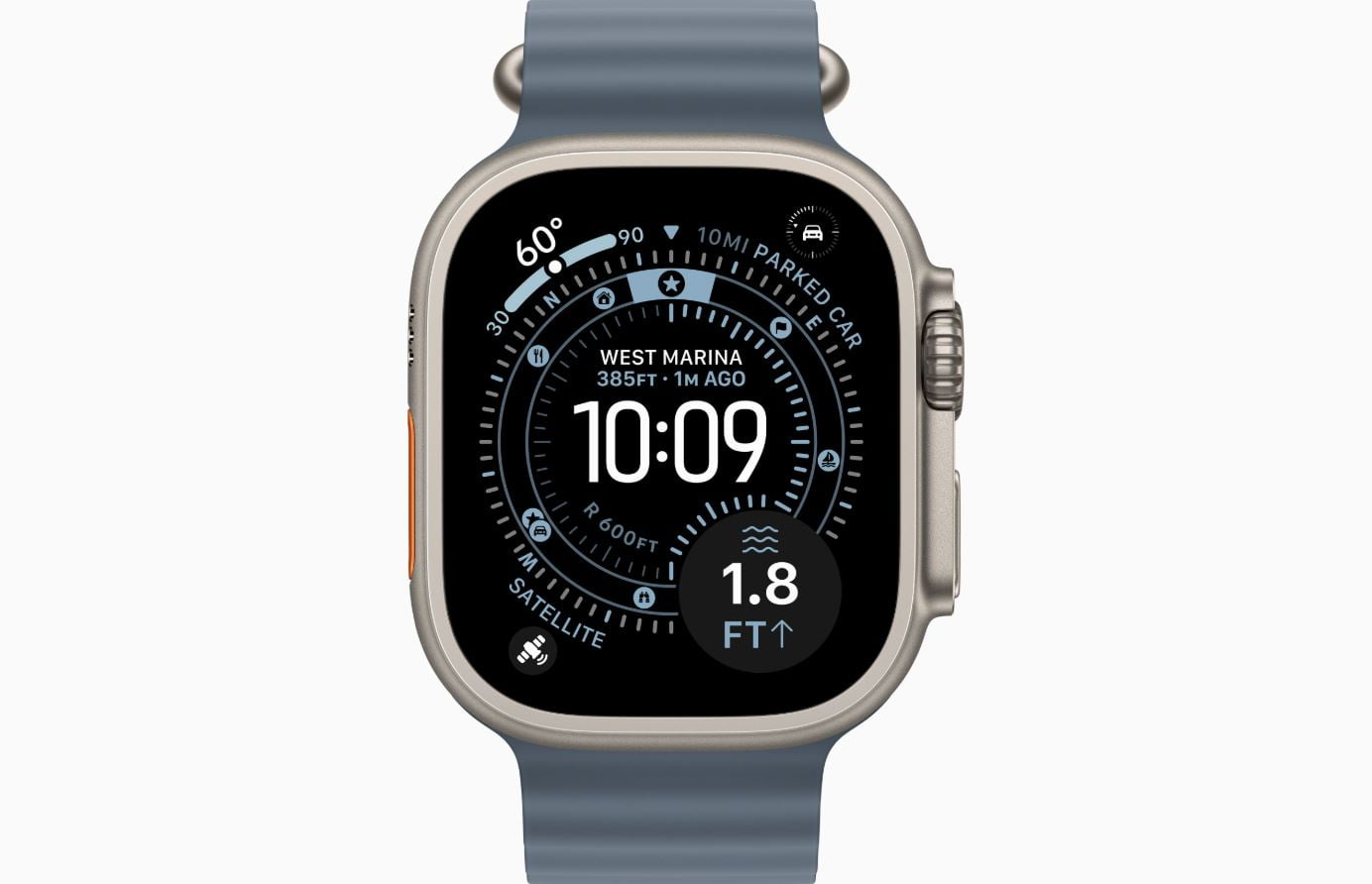 Apple Watch Ultra 3 - GPS + Cellular - 49mm Natural Titanium Case with Anchor Blue Ocean Band