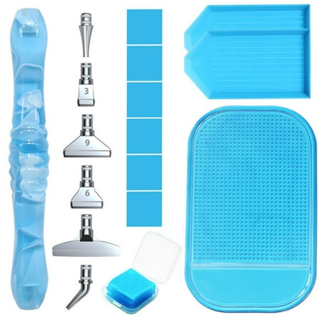 

16PCS Resin Crafts Resin Pen 5D Diamond Painting Drill Tray Alloy Replacement Pen Heads Point Drill Pen Resin Diamond Painting Pen Diamond Painting Glue Clay BLUE-SILVER