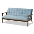 thumbnail image 1 of Baxton Studio Asta Light Blue Velvet Upholstered Walnut Wood Sofa, 1 of 9