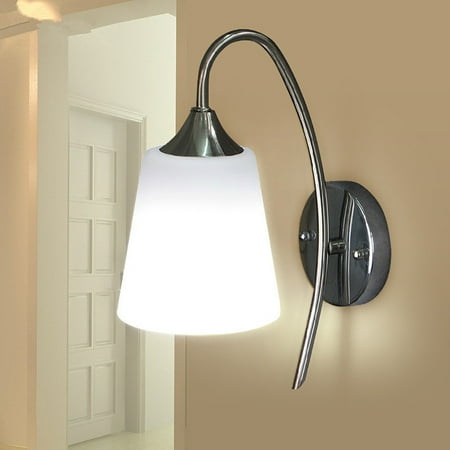 Indoor Wall Light Fixture Modern Bedroom Bedside Lamp Glass Material Shade White