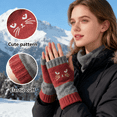 thumbnail image 5 of Hot Sales Women's Winter Fingerless Gloves GIJNRIUIUA Under $4 Cat Embroidery Splicing Knitted Gloves Warm Gloves Fashion Leaky Finger Casual Women's Glove Red Gloves & Mittens, 5 of 8