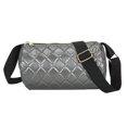 thumbnail image 4 of Bolsa de cubo cilíndrica con cremallera de de celosía acolchada de algodón (plata) Ehuebsd Para Estrenar, 4 of 8