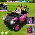 thumbnail image 5 of Funcid 24 Volt Ride on Toys, 2-Seater Ride on Cars with Remote Control, 400W Electric Car, Ride on UTV w/ Bluetooth, MP3, Seat Belts, Volume Adjustment, Suspension, Pink, 5 of 7