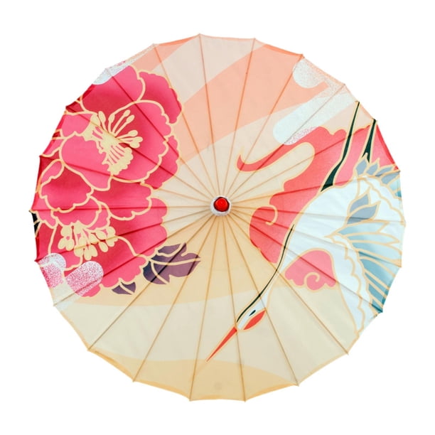 Paraguas de papel engrasado chino hecho a mano con estampado de flores, sombrilla decorativa japonesa Estilo A