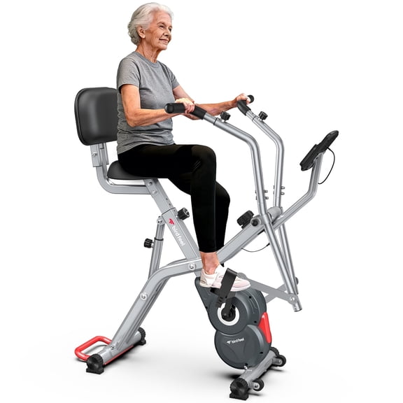 LNOW  Magnetic Indoor Cycling Stationary Belt Drive Exercise Bike  with  Arm Exerciser Home Cardio Workout 300 Lbs