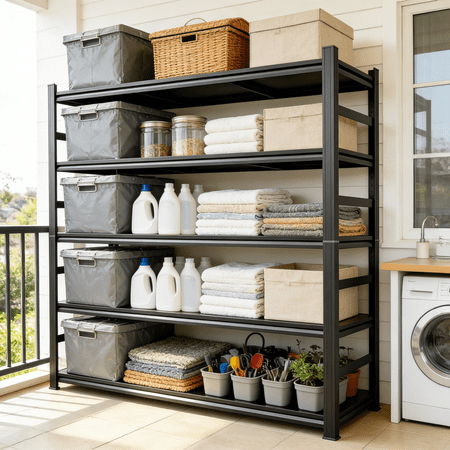 5 Tier Heavy Duty Metal Garage Shelving Unit, 72"H Adjustable Large Storage Shelves, 3000LBS for Garage & Basement and Pantry Industrial Steel Rack, Ideal for Tool Organization & Storage, Black,36"W