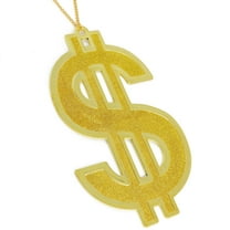 Skeleteen Hip Hop Gold Necklace - Rapper Dollar Sign Medallion Gangster Golden Chain Costume Bling Jewelry