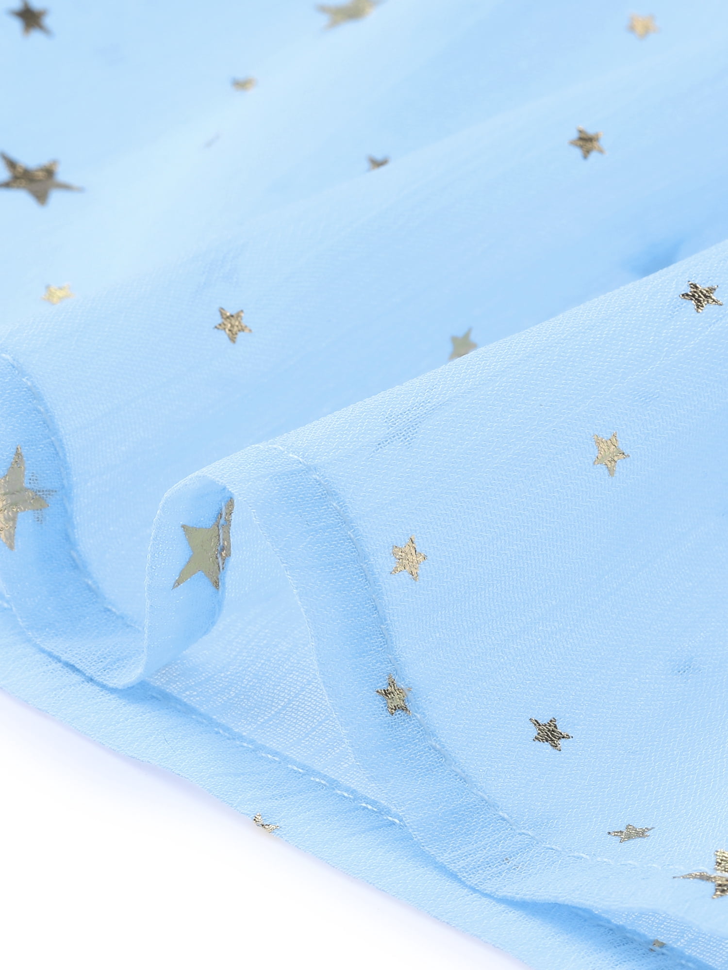 DARING DIVA Women's Gilding Metallic Stars Chiffon Jewel Neck Dresses S Light Blue