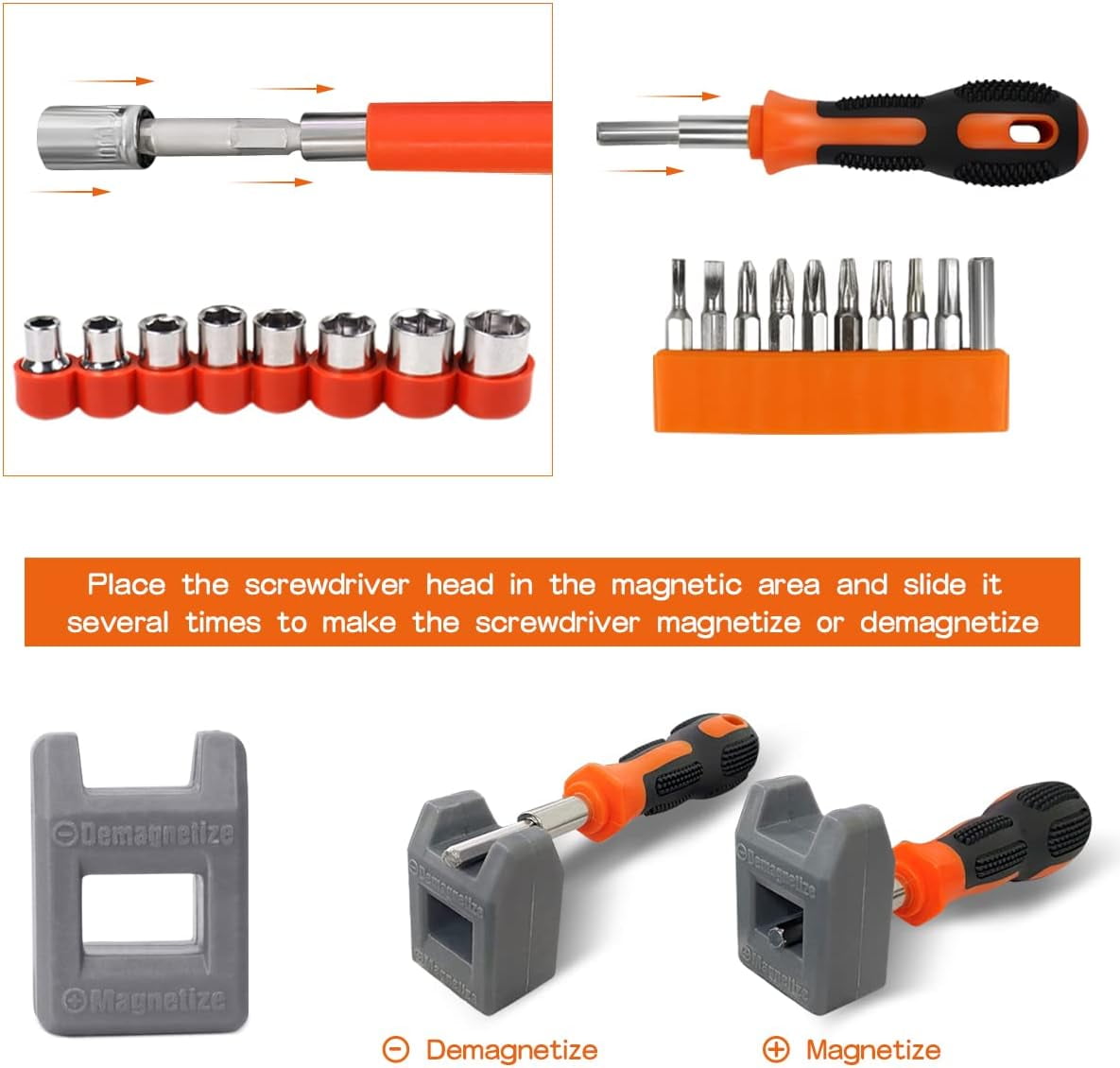Flexible Drill Bit Extension Set Magnetic Drill Extension DIY Tools - Screwdriver Bits & Handle, Socket Adapter Set, Twist Drills, Screw Extractors, Nut Driver Bits (32 Pcs)