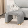 thumbnail image 2 of Modern Ottoman Footstool, Upholstered Small Vanity Foot Rest Stool Chair with Golden Iron Ring, Ottomans for Entryway, Living Room, Bedroom, Grey, 2 of 15