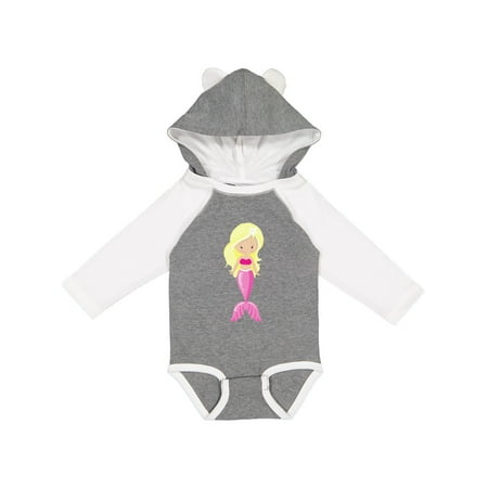 

Inktastic Cute Little Mermaid Blonde Hair White Sea Star Gift Baby Girl Long Sleeve Bodysuit