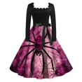thumbnail image 2 of WTOBBY Women's Fashionable Retro Long-Sleeved Square-Neck Halloween Printed Evening Dress - Elegant and Glamorous Gown for Formal Events,Purple 4XL, 2 of 5