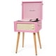 thumbnail image 1 of Tocadiscos de vinilo rosa de pie vintage con patas desmontables, 4 parlantes incorporados, codificación USB a PC, reproductor LP de 33/45/78 RPM, tocadiscos retro Bluetooth, compatible con conector pa, 1 of 5