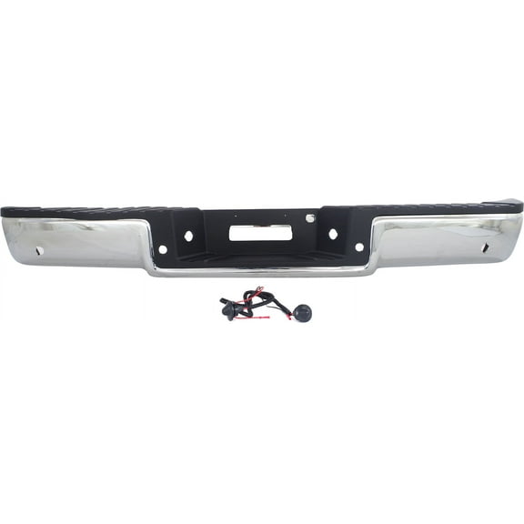 Step Bumper Compatible with FORD F-150 2004-2006/MARK LT 2006 Assembly Chrome Steel Hitch Style with Rear Object Sensor Holes Fleetside