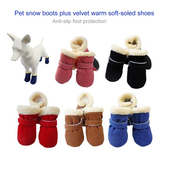 4Pcs Small Dog Shoes for Hot Pavement Summer Puppy Dog Booties with Reflective Strip Soft Comfortable Anti-Slip Rubber Sole