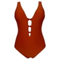 thumbnail image 1 of Traje de Baño Ocean Pacific para Mujer Completo con Escote Amplio, Titante Ancho Rojo Talla G, 1 of 4