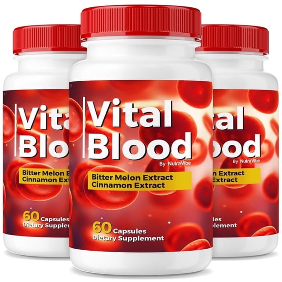 (3 Pack) Vital Blood Capsules, Original Formula - Naturally Supports Healthy Circulation, Stable Levels and Energizes the Body, Official Review (180 Capsules)