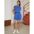 thumbnail image 6 of DARING DIVA Stylish Women's Graphic 2 Pieces Short Set with Cap Sleeves M Royal Blue, 6 of 7