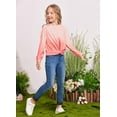thumbnail image 4 of Oudiya Girls Twist Front Tie Dye Sweatshirt Casual Long Sleeve Pullover Crop Tops for Kids 4-12Y, 4 of 6