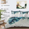 thumbnail image 3 of Queen 4 Piece Bedding Set Peacock Feather Blue Gradient Soft Breathable Duvet Cover and Pillowcase, Minimalist Style Duvet Cover Set Bed Sheets for Bedroom Dormitory Guest Room, 3 of 9