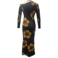 thumbnail image 3 of Womens Long Sleeve Maxi Dress 2025 Fall Spring Fashion Floral Print Tight Fitted Party Club Cocktail Wedding Dresses, 3 of 5