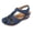 Blue, variant on Closed Toe Sandals for Women Casual Summer 2023 Hollow Out Vintage Wedge Leather Sandal Gladiator Outdoor Orthopedic Shoes