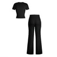 thumbnail image 5 of MSJUHEG Linen Sets for Women 2 Piece Crop Tops Wide Leg Pant Sets Travel Outfits for Women Beach Vacation Clothes for Women 2 Piece Pants Set for Women Summer Summer Work Outfits for Women Black L, 5 of 9