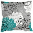 thumbnail image 2 of Teal Pillow Covers 18x18 Set of 4 Turquoise and Grey Decorative Throw Pillow Cover for Couch Modern Daisy Pillows Case for Living Room Cushion Bed Outdoor Home Decor, 2 of 6