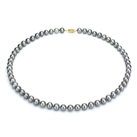 Ultra-Luster 6-7mm Grey Genuine Cultured Freshwater Pearl 18 Necklace and 14kt Yellow Gold Filigree Clasp