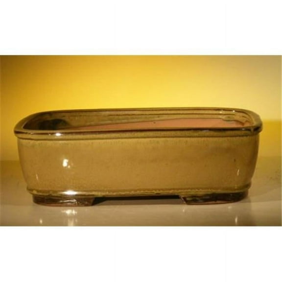 Bonsai Boy L199 12 x 9.5 x 3.375 in. Ceramic Bonsai Pot, Olive Green - Rectangle