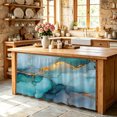 thumbnail image 6 of Marble Teal Cabinet Curtain 32"Wx55"L,Dustproof Pantry Door Curtain with Self Adhesive Tape,Modern Ink Painting Abstract Golden Art Tall Storage Cover Privacy Drape for Bathroom Kitchen Laundry Room, 6 of 9