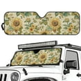 thumbnail image 2 of Uorisanigo Windshield Sunshade Compatible with Jeep Wrangler Rubicon Sahara TJ JK JKU 2 Door & 4 Door Sunflower Print Car Sun Shade Sun Visor Protector Blocks UV Rays and Keep Car Cool, 2 of 7