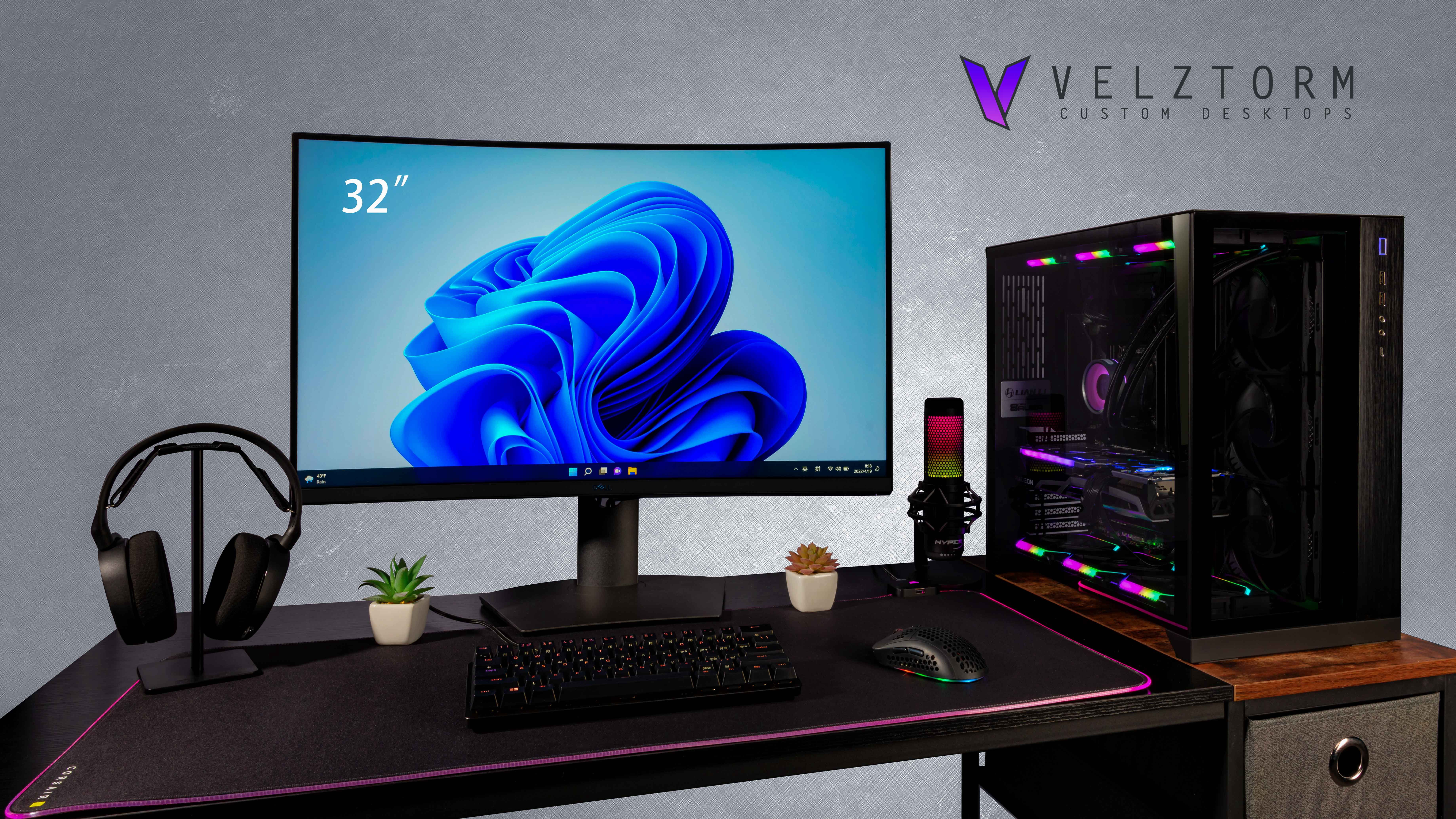 Velztorm Orix Gaming Custom Desktop (Intel i9-12900K 16-Core, Radeon RX 6900 XT, 16GB DDR5 4800MHz RAM, 2TB m.2 SATA SSD + 3TB HDD, Wifi, USB 3.2, HDMI, Display Port, Win 10 Home)