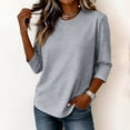 thumbnail image 6 of 3/4 length Sleeve Shirts for Women,Soft Stretchy Wrinkle-Free Tops,Casual Crew Neck T Shirt for Work Daily Fall, M, 6 of 6