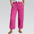 thumbnail image 2 of Bovemsi Casual Pants for Women Linen Summer Nine Quarter Lightweight With Pockets Elastic And Comfortable Fabric Sports Leisure Beach Beach Trousers, 2 of 5