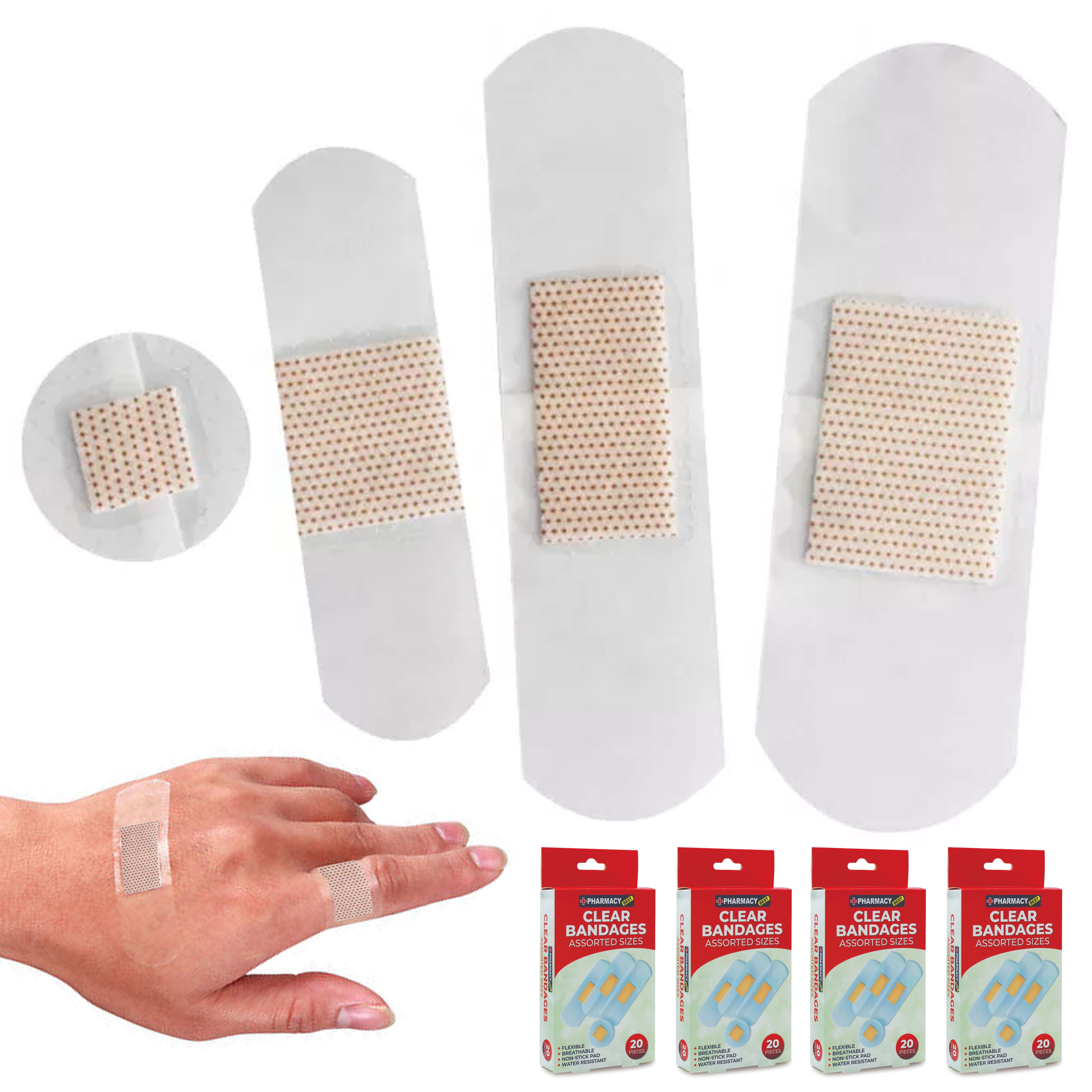 80 Flexible Water Resistant Bandages Clear Adhesive Sheer Wound