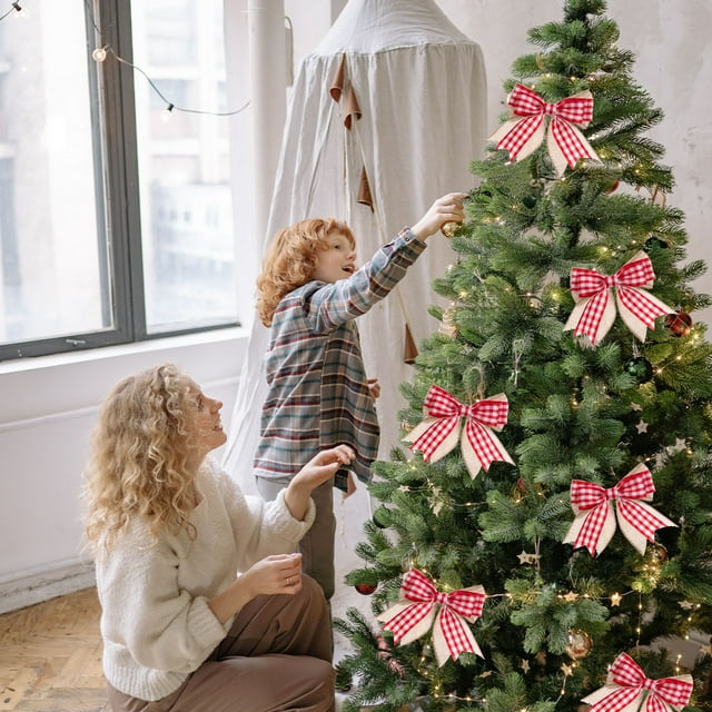 KTTECTOA Christmas Double Layered Bow Christmas Tree Decoration Small Bow Festival Gift Box Packaging Bow Accessories Clearance Home Decor Canada Days Home and Kitchen Home Decor Living Room