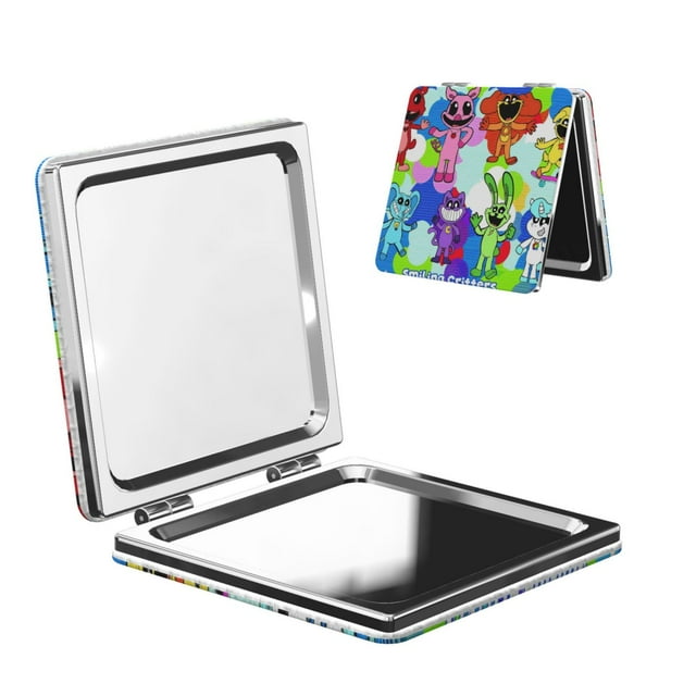 Zufioo Smiling Critters for Portable Pocket Makeup Mirror, Foldable Handheld Magnifying Beauty Mirror Suitable for Wallet Handbag for Women-Square
