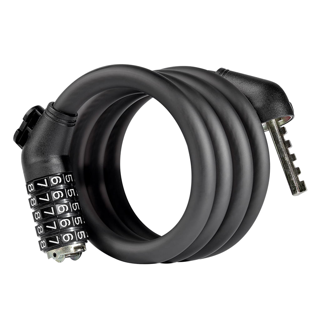 Four Bit Cipher Lock 180cm Coiled Secure Resettable Combination Bike Lock Cable 
