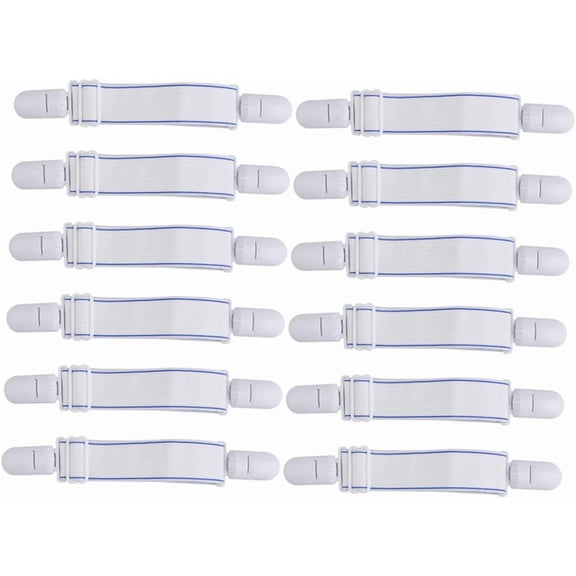 Bed Sheet Straps, 12pcs Bed Sheet Fasteners Adjustable Sheet Straps Bed Sheet Holders Straps Heavy Duty Bed Sheet Grippers Mattress Sheet Clips Straps for Bed Mattress Cover