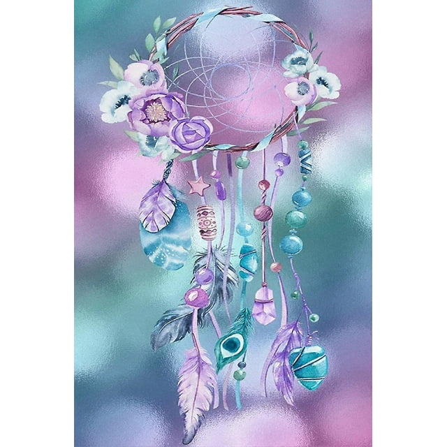 Kit de pintura de diamantes con diseño de campanillas de viento, diseño de flores, para adultos, pintura por números, decoración de pared del hogar (11,8 x 15,7 pulgadas)