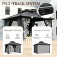thumbnail image 2 of JolyDale 12' x 12' Outdoor Hardtop Gazebo, Galvanized Double Roof Canopy Gazebo,Aluminum Frame Permanent Pavilion with Mosquito Net and Privacy Curtain for Garden, Patio, Gray, 2 of 8