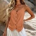 thumbnail image 5 of Hvogkswy Womens Button Down Linen Camisole Tops Solid V Neck Sleeveless Tops Loose Breathable Beach Vacation Summer Casual Tank Tops, 5 of 6