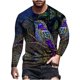 thumbnail image 1 of Camiseta de diario unisex para hombre Estampados gráficos en 3D Tops de manga larga Casual Bloue Pompotops oipoqjl3965, 1 of 8