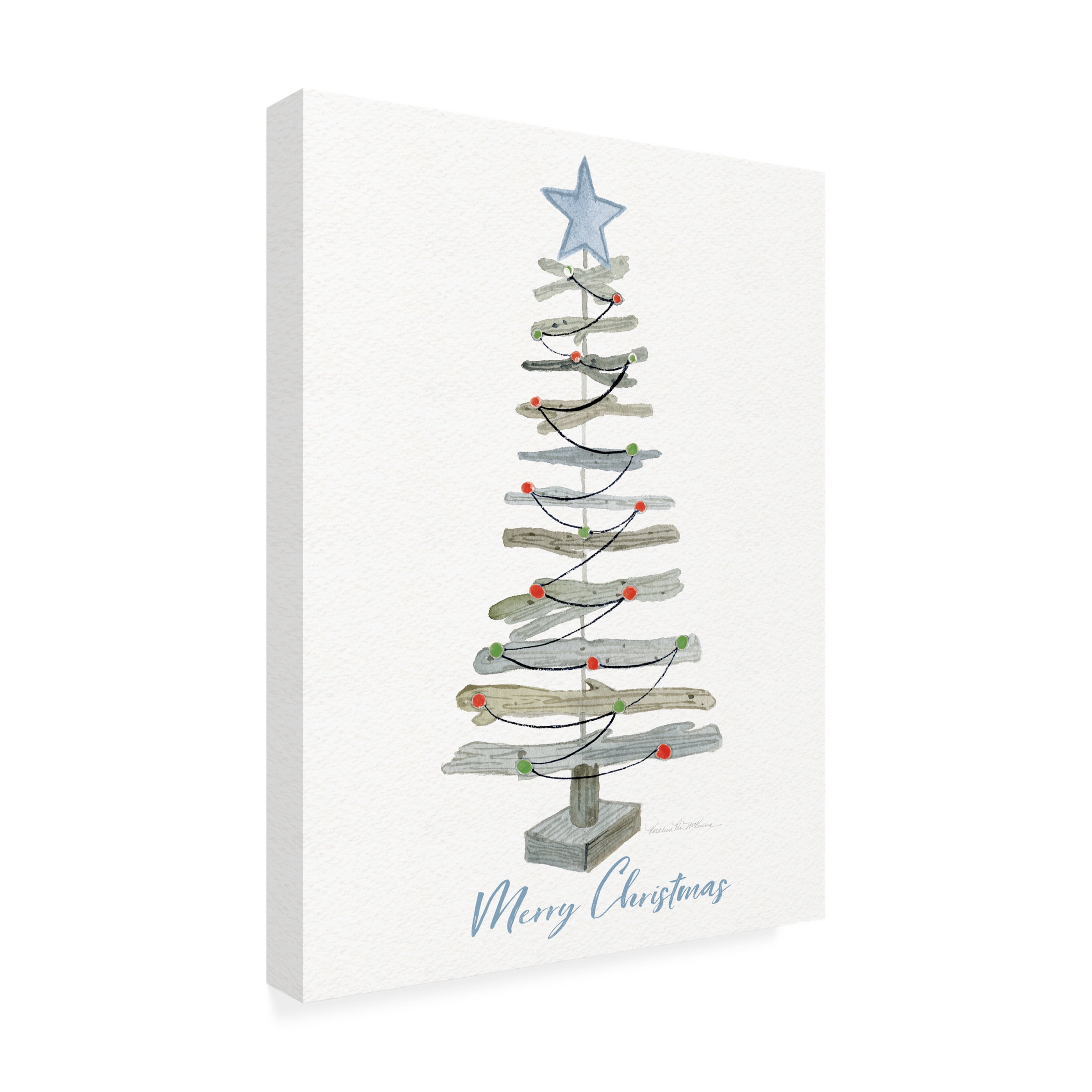 Kathleen Parr McKenna 'Coastal Holiday Tree III Red Merry Christmas' Canvas Art