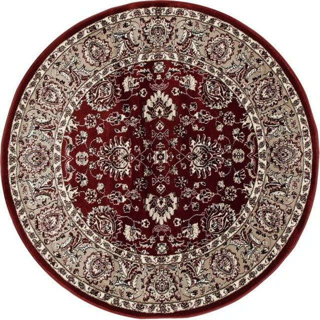 Art Carpet 841864101546 5 ft. Arabella Collection Accustomed Woven Round Area Rug, Red